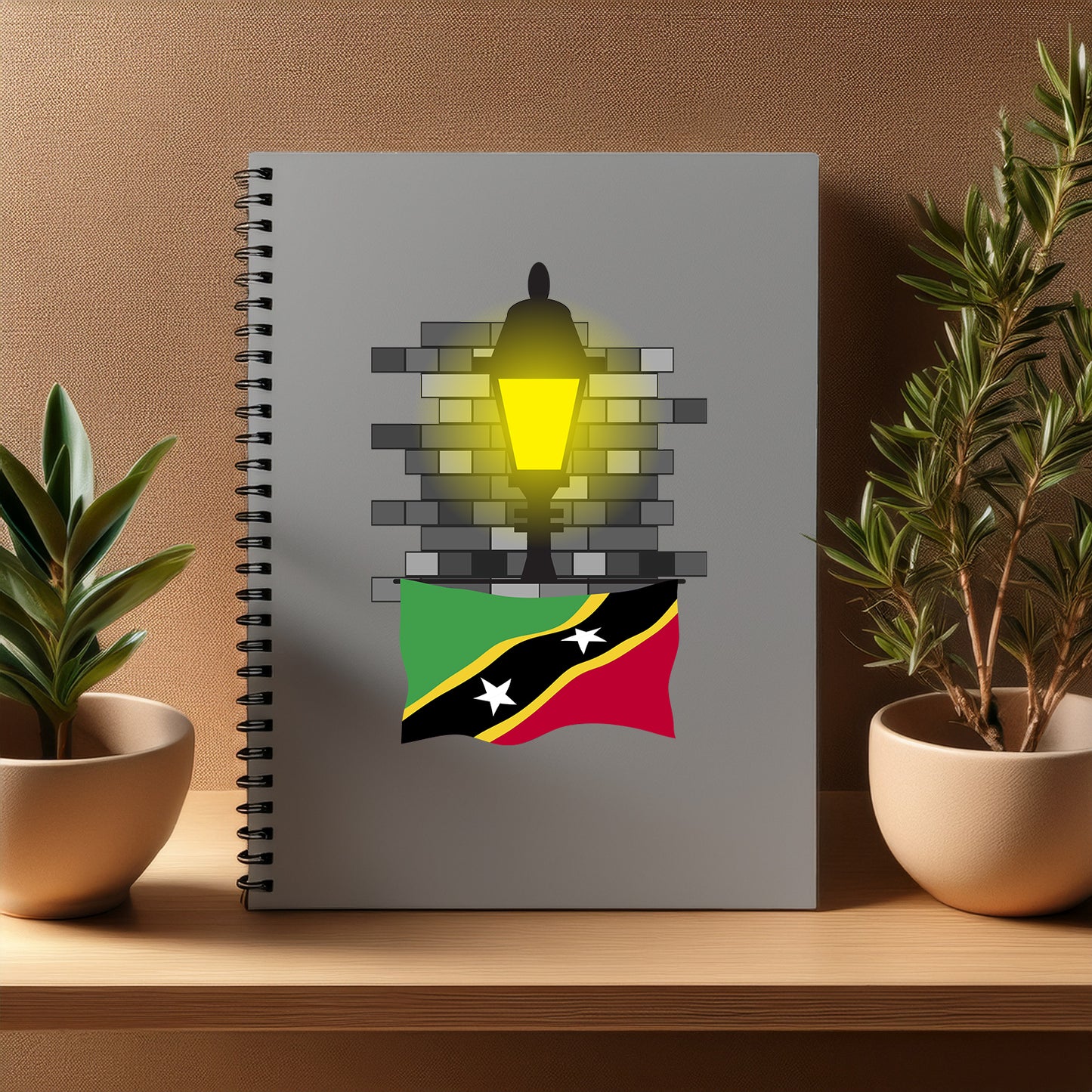 Saint Kitts and Nevis Street Lamp Bricks Notebook