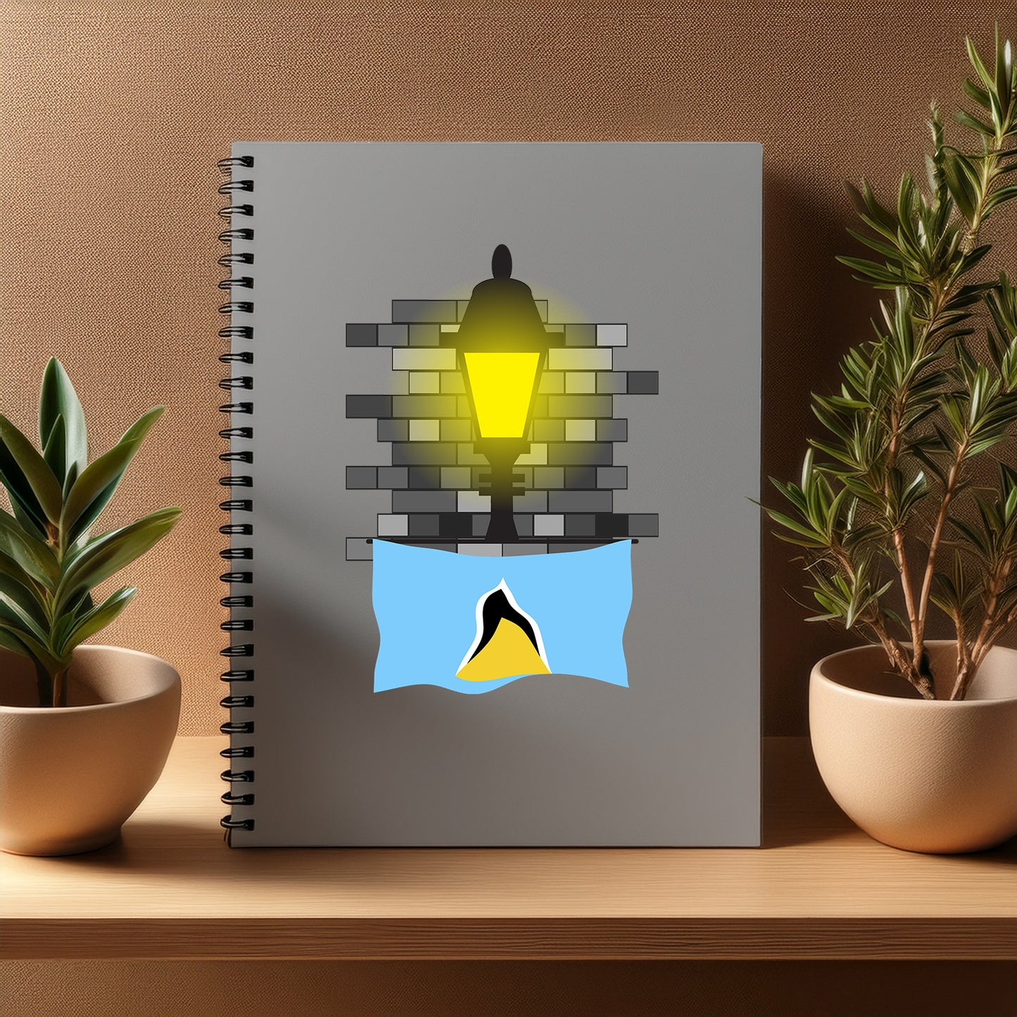 Saint Lucia Street Lamp Bricks Notebook