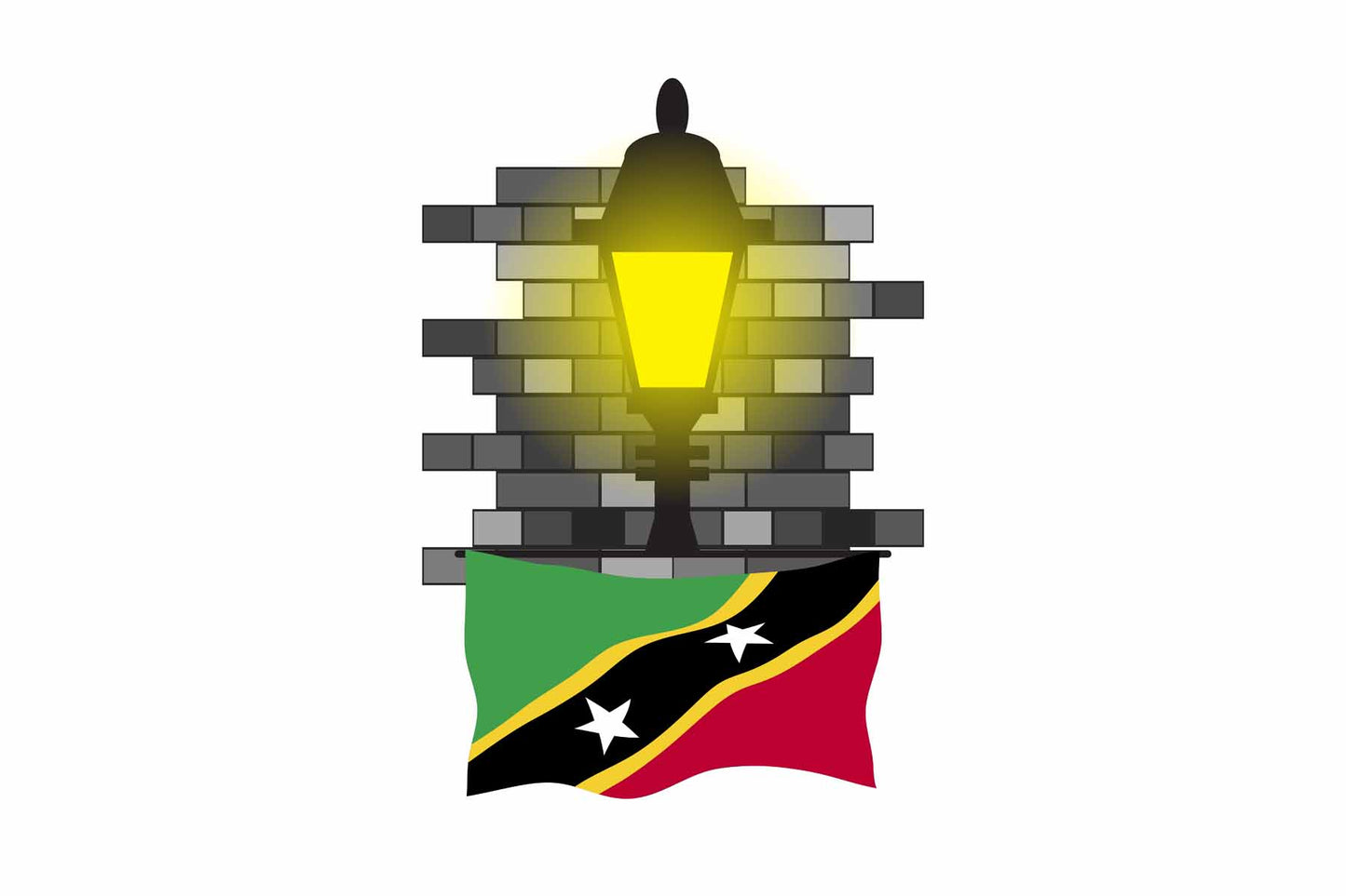 Saint Kitts and Nevis Town Street Lamp Bricks Sticker & Magnet