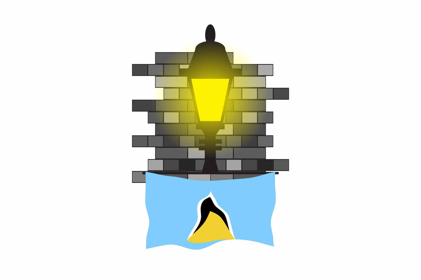 Saint Lucia Town Street Lamp Bricks Sticker & Magnet
