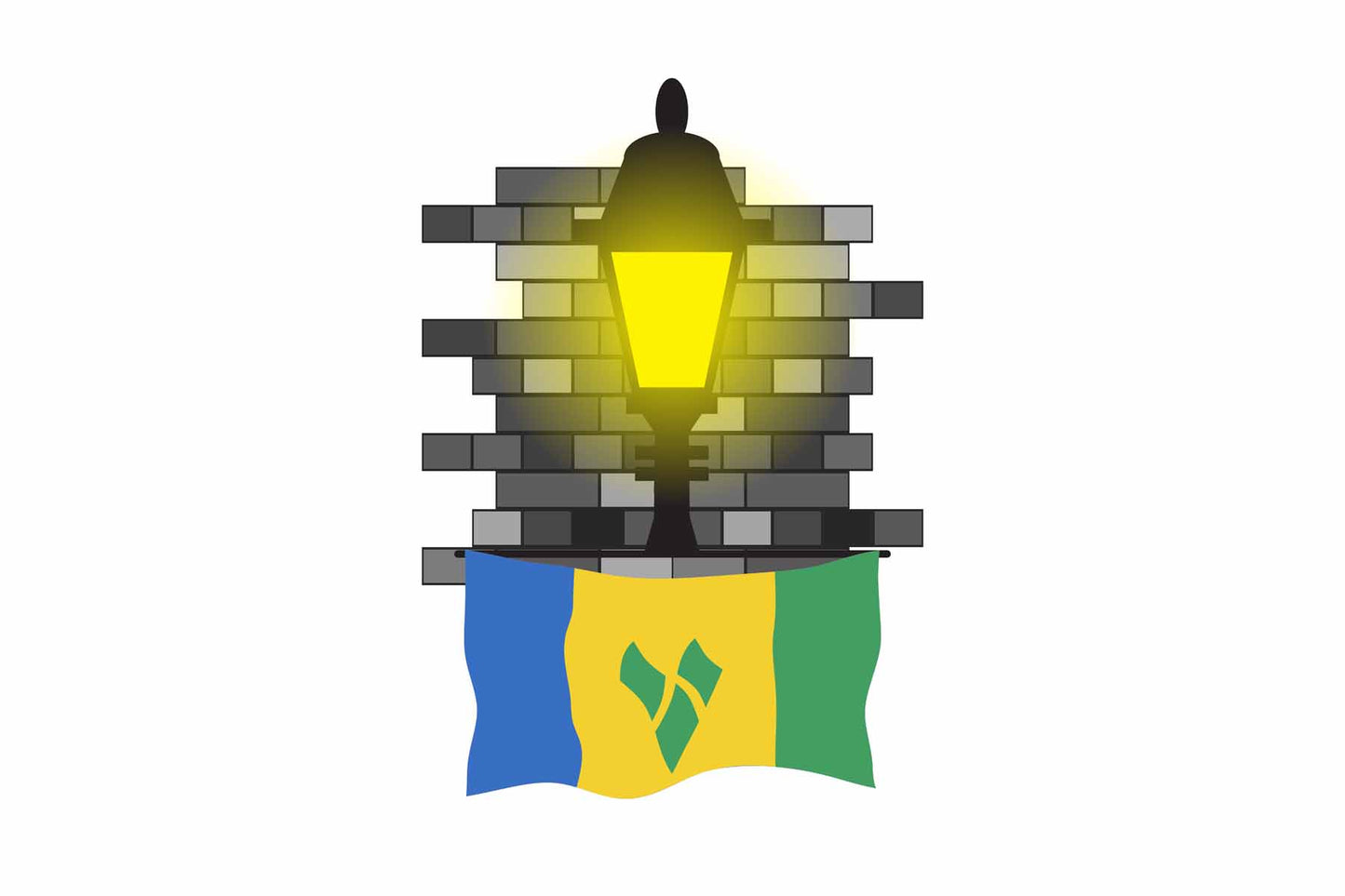 Saint Vincent and the Grenadines Town Street Lamp Bricks Sticker & Magnet