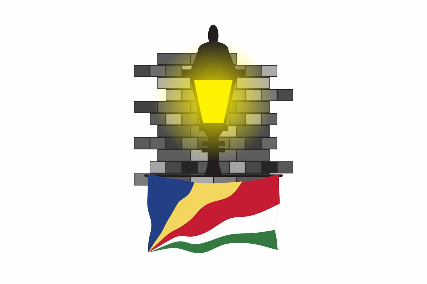 Seychelles Town Street Lamp Bricks Sticker & Magnet