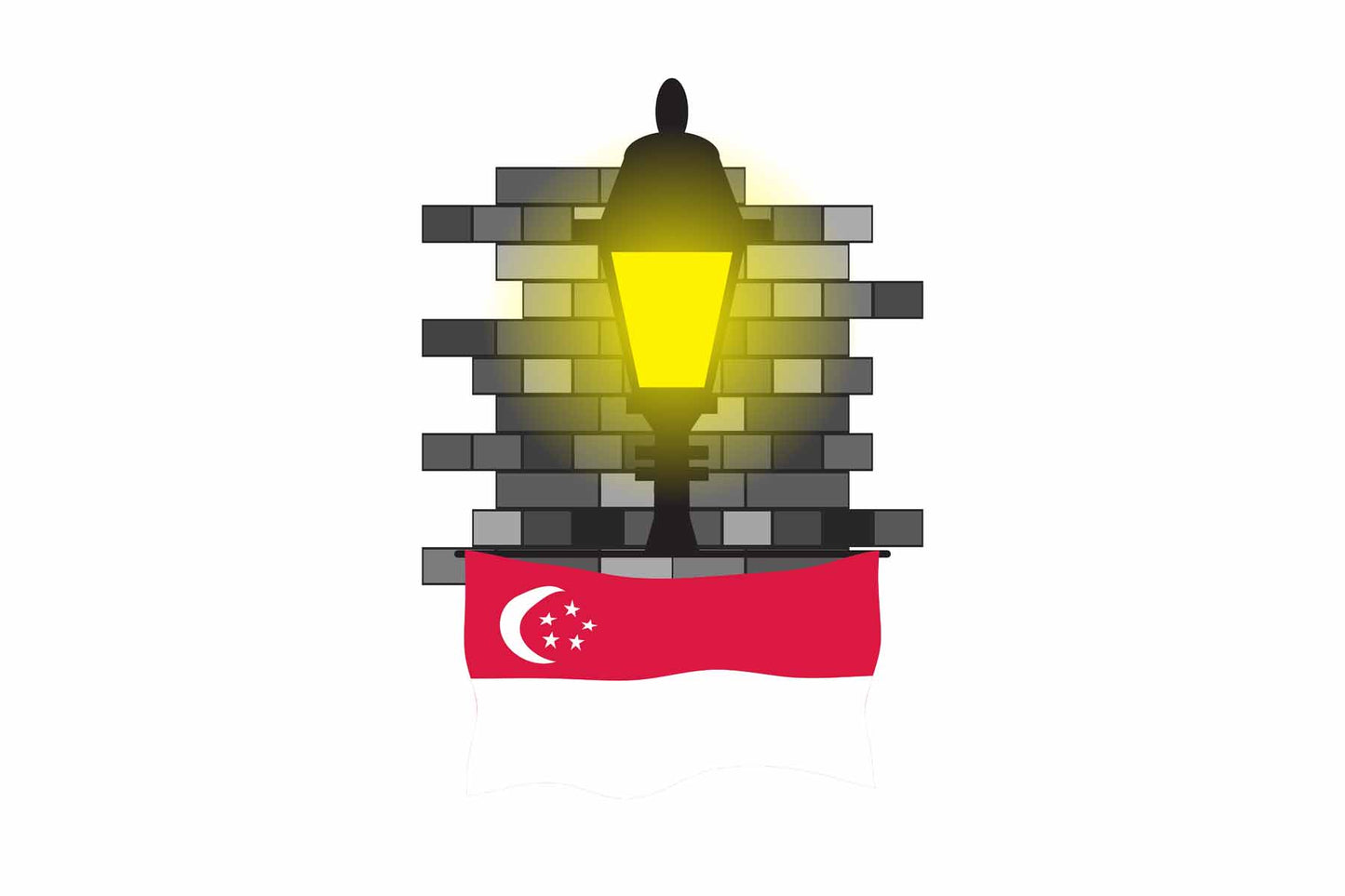 Singapore Town Street Lamp Bricks Sticker & Magnet