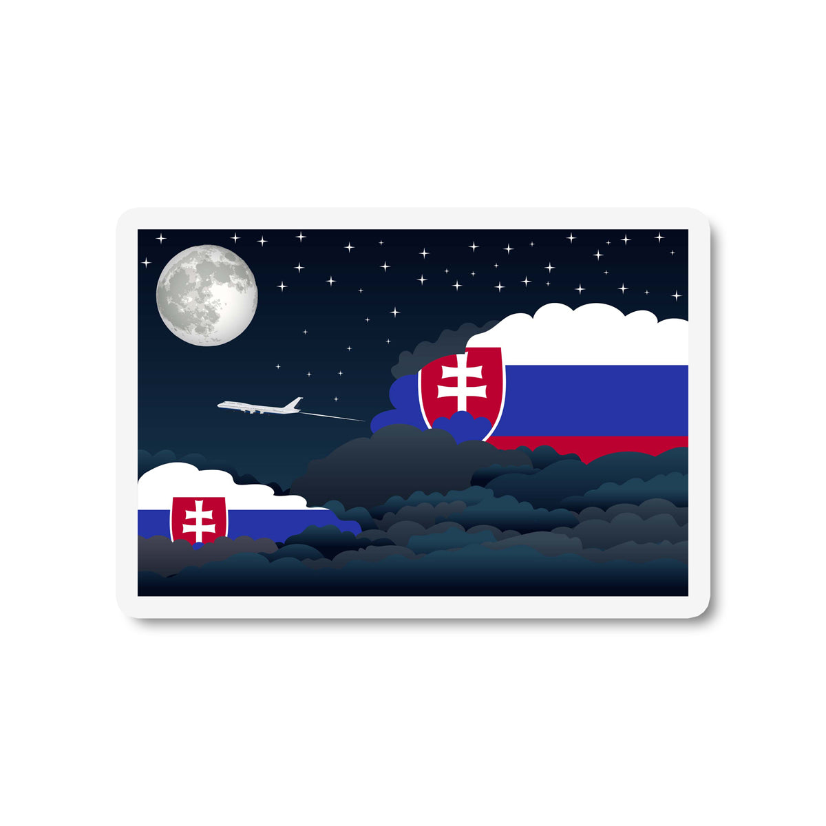 Slovakia Airplane Night Clouds Sticker & Magnet