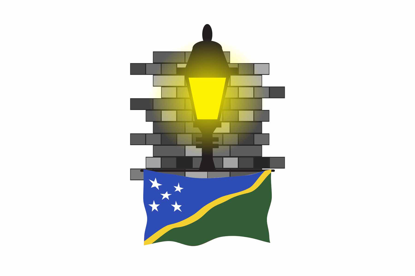 Solomon Islands Town Street Lamp Bricks Sticker & Magnet