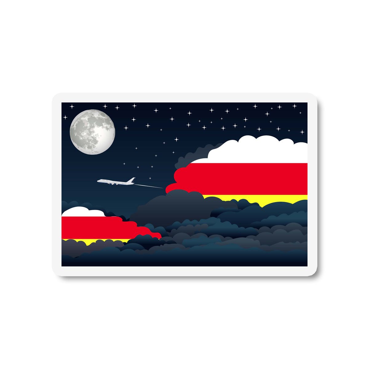 South Ossetia Airplane Night Clouds Sticker & Magnet