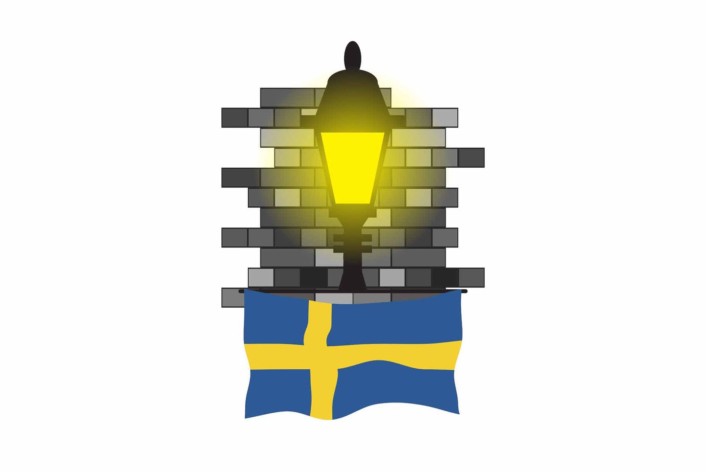 Sweden Town Street Lamp Bricks Sticker & Magnet