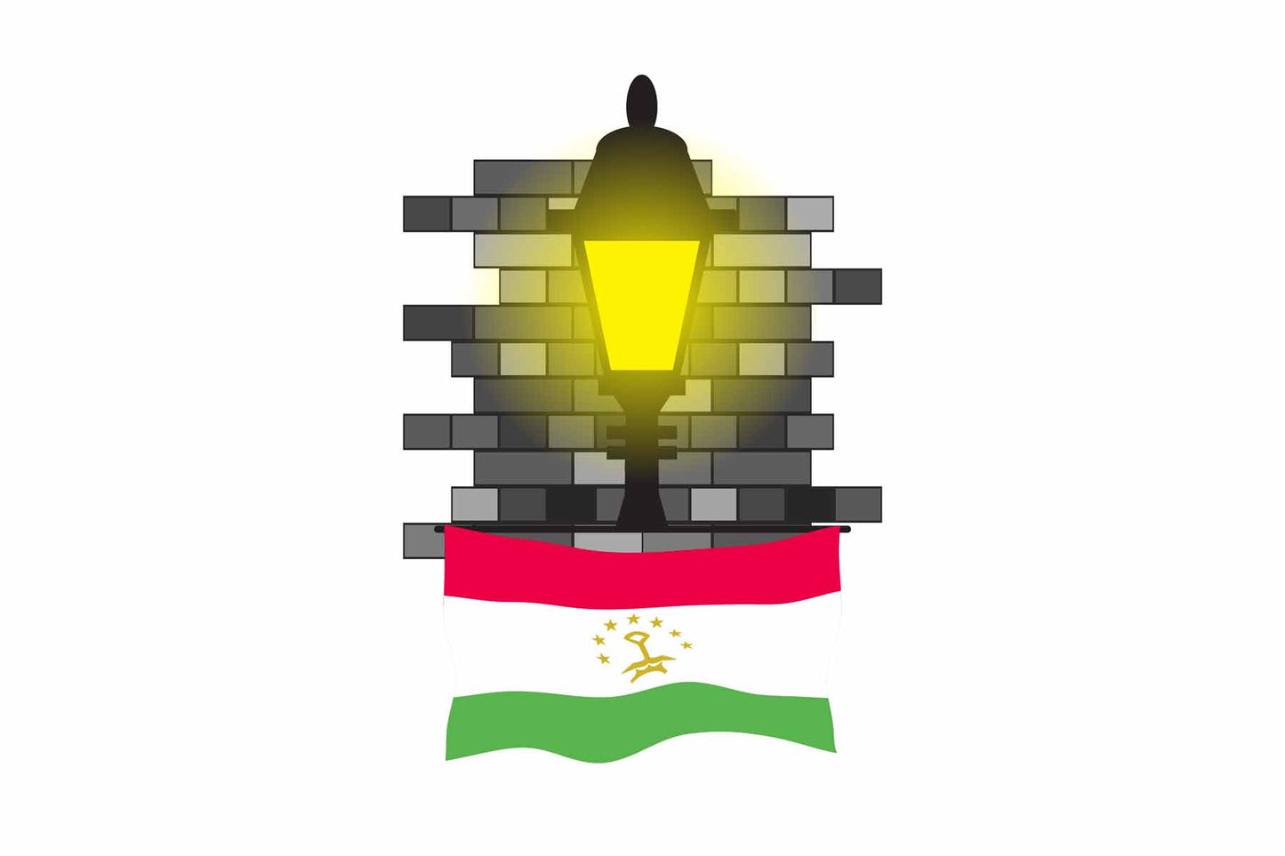 Tajikistan Town Street Lamp Bricks Sticker & Magnet