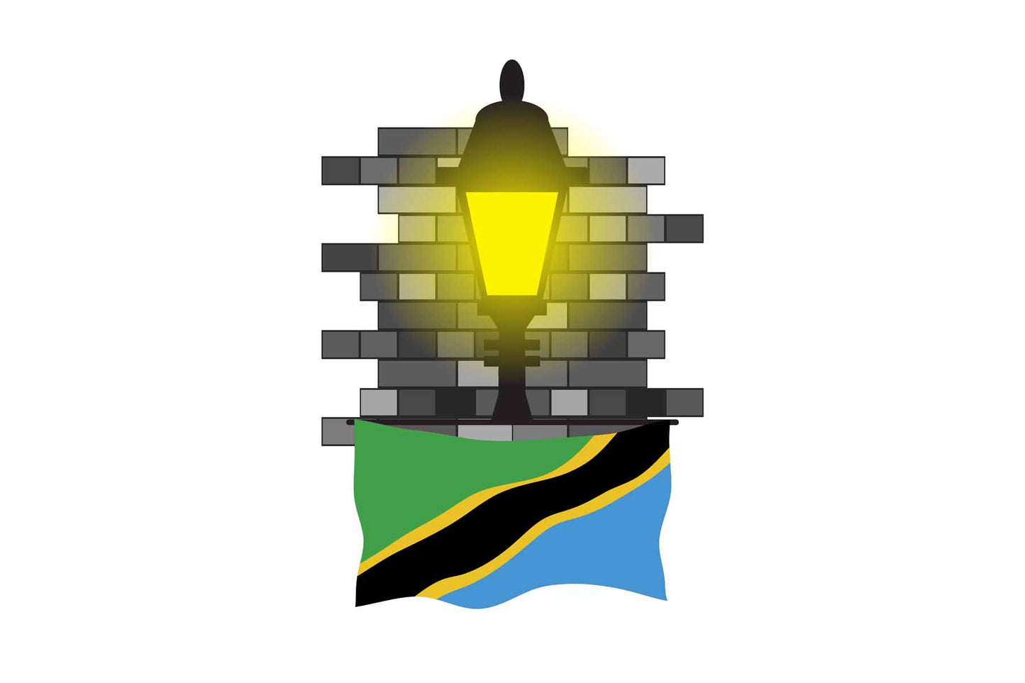 Tanzania Town Street Lamp Bricks Sticker & Magnet