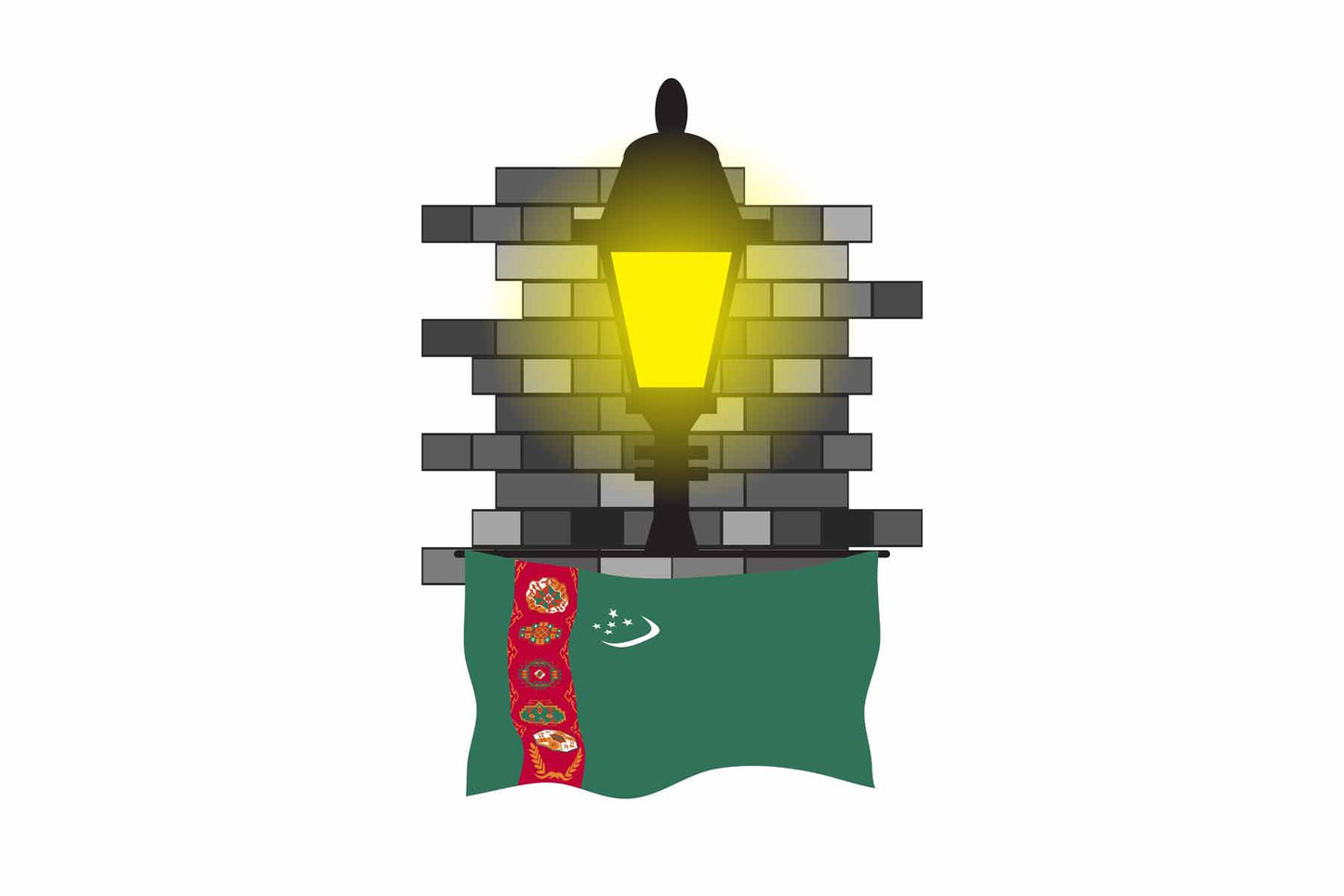 Turkmenistan Town Street Lamp Bricks Sticker & Magnet