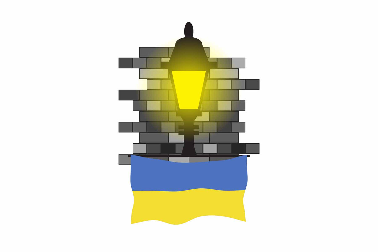 Ukraine Town Street Lamp Bricks Sticker & Magnet