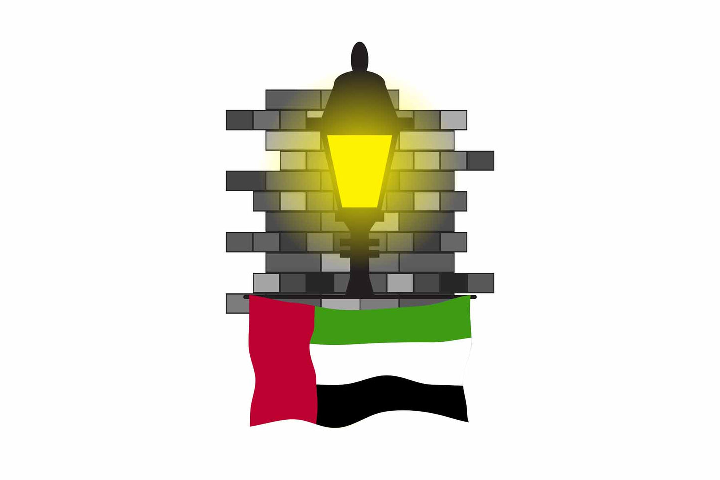 United Arab Emirates Town Street Lamp Bricks Sticker & Magnet