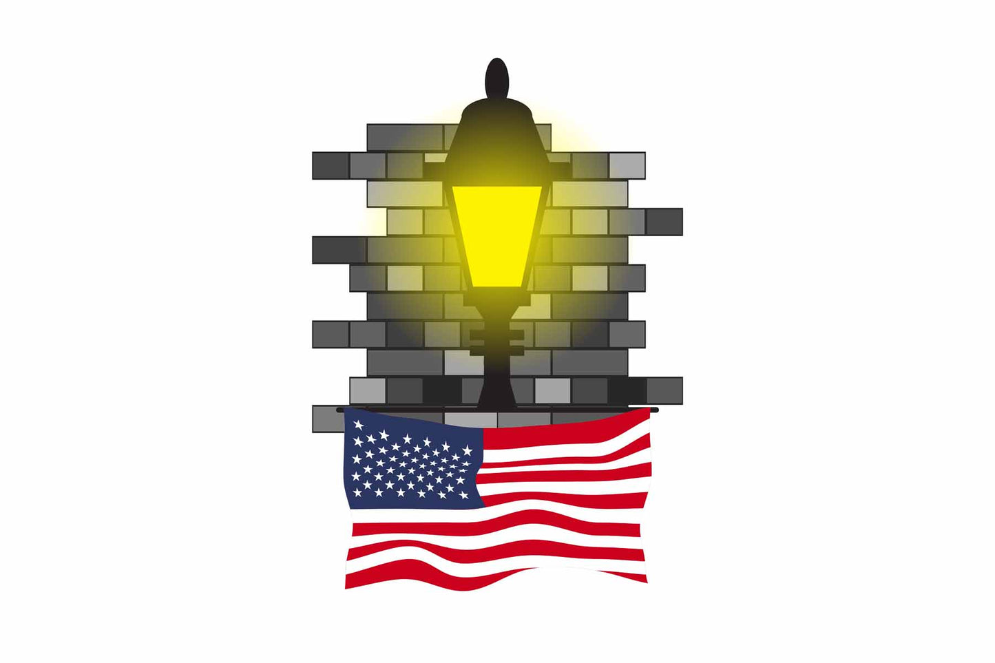 United States Town Street Lamp Bricks Sticker & Magnet