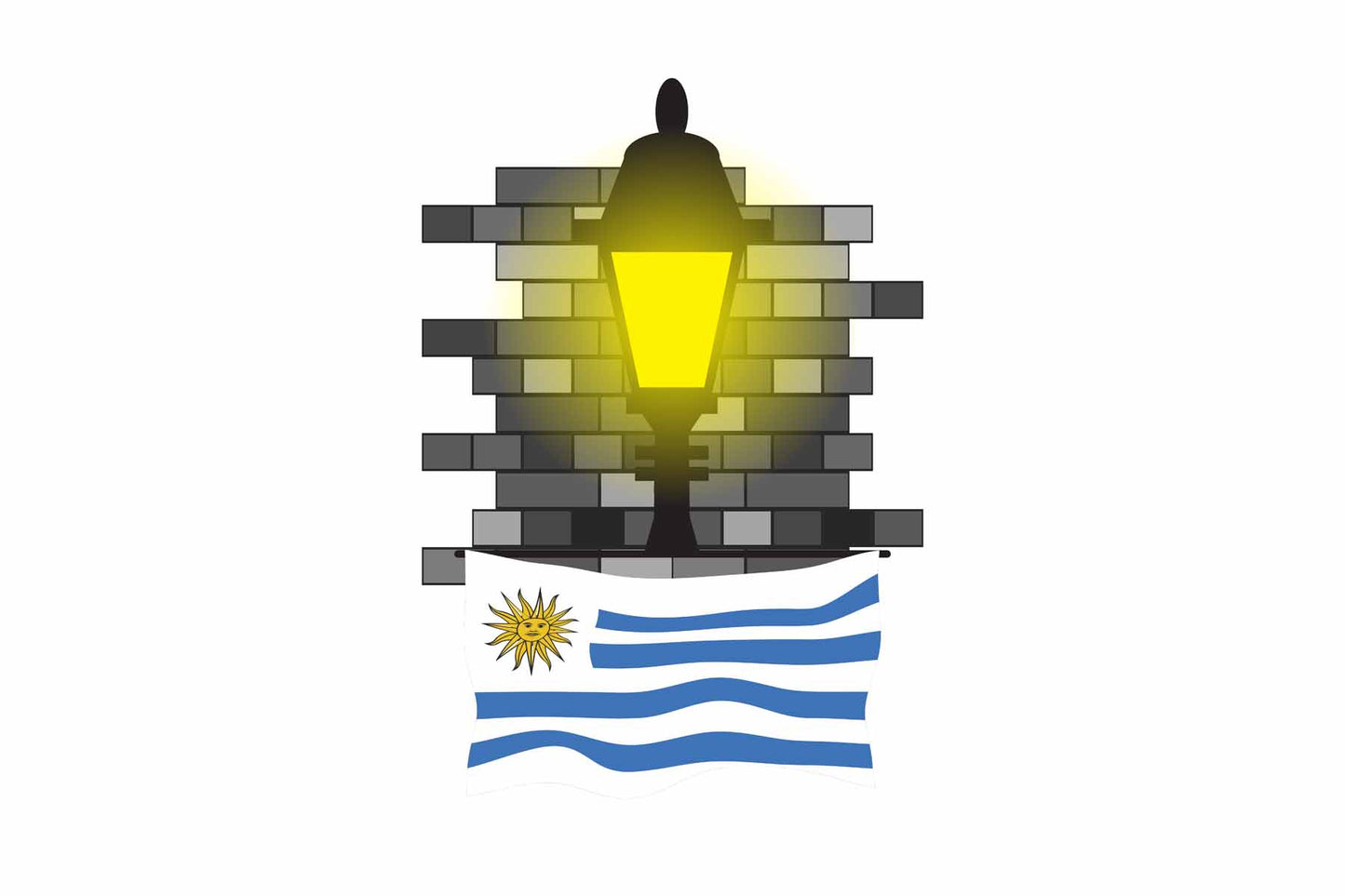 Uruguay Town Street Lamp Bricks Sticker & Magnet