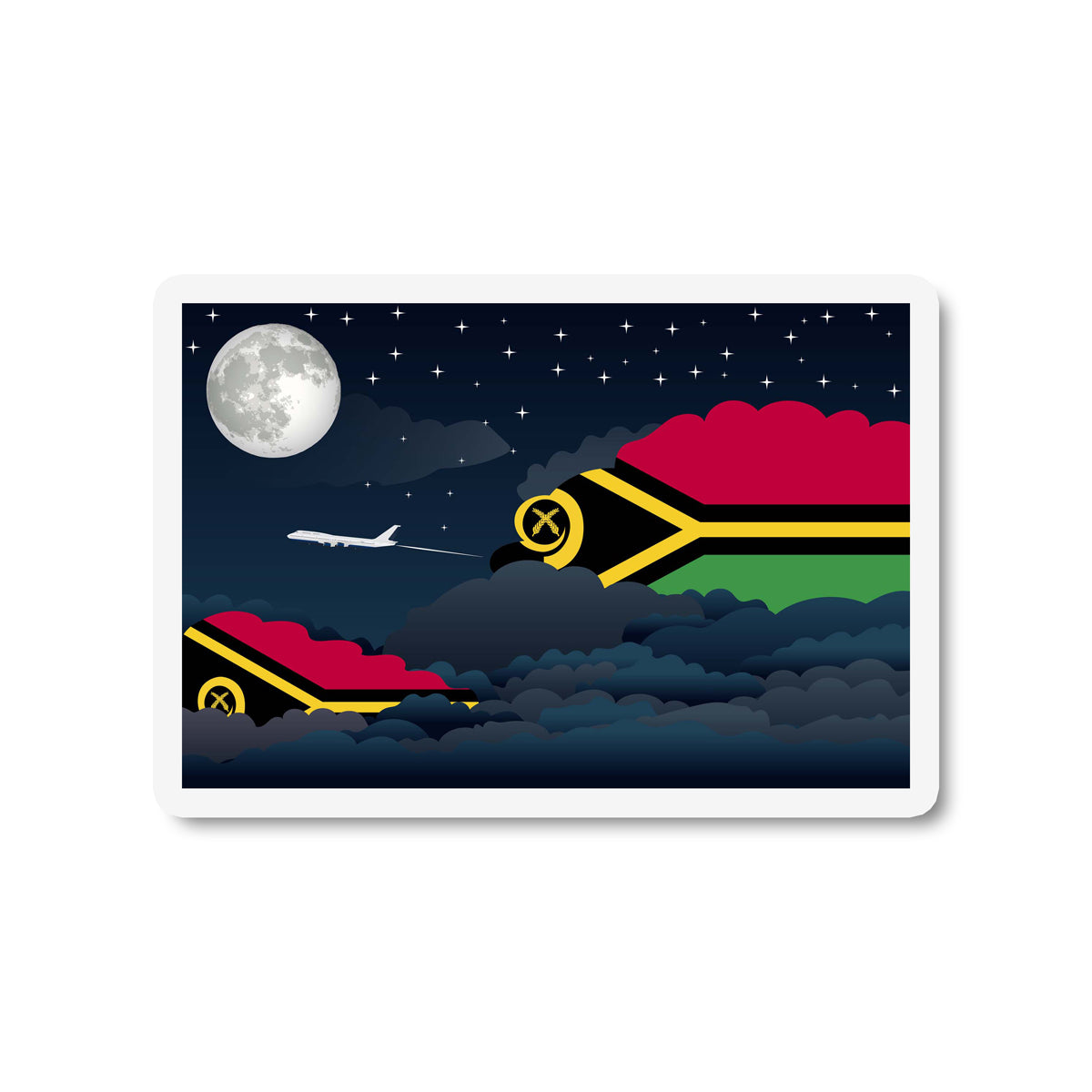 Vanuatu Airplane Night Clouds Sticker & Magnet