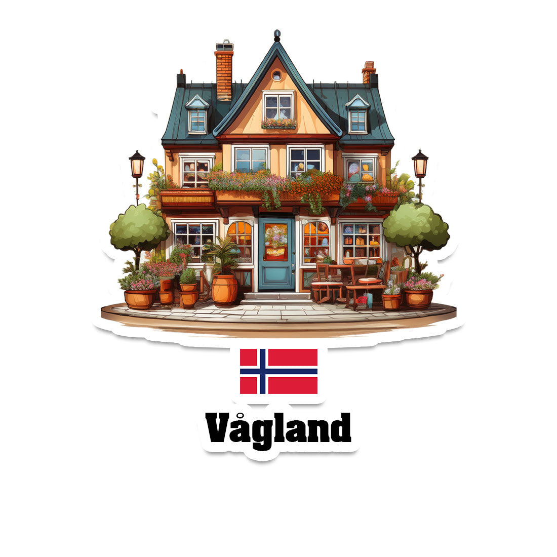 Vågland Home Town Office Shop Norway Sticker & Magnet