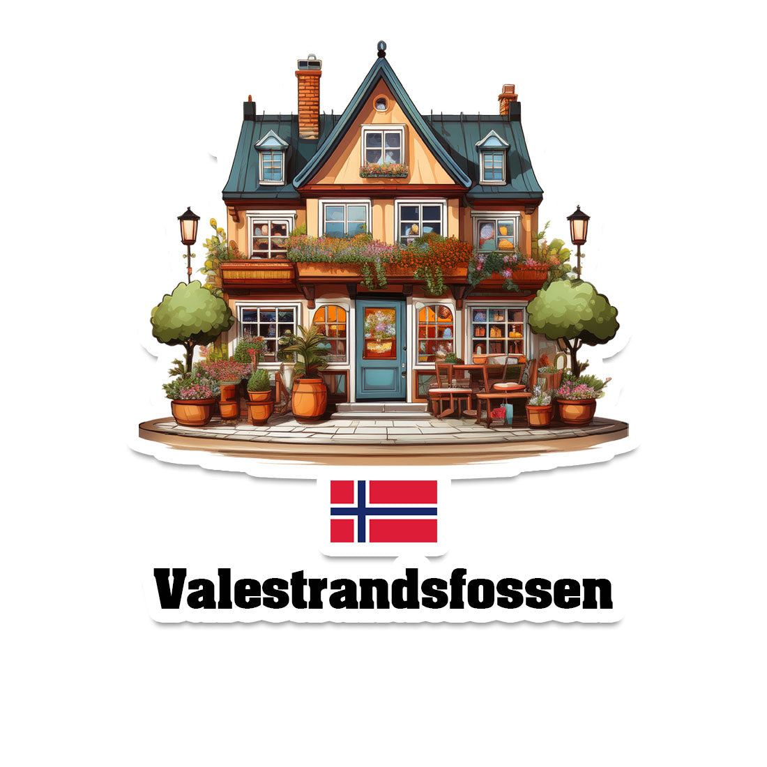 Valestrandsfossen Home Town Office Shop Norway Sticker & Magnet