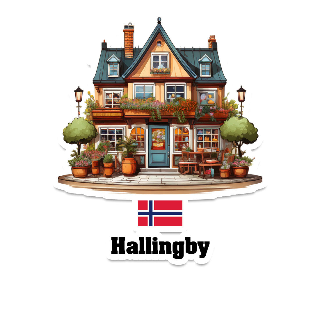 Hallingby Home Town Office Shop Norway Sticker & Magnet