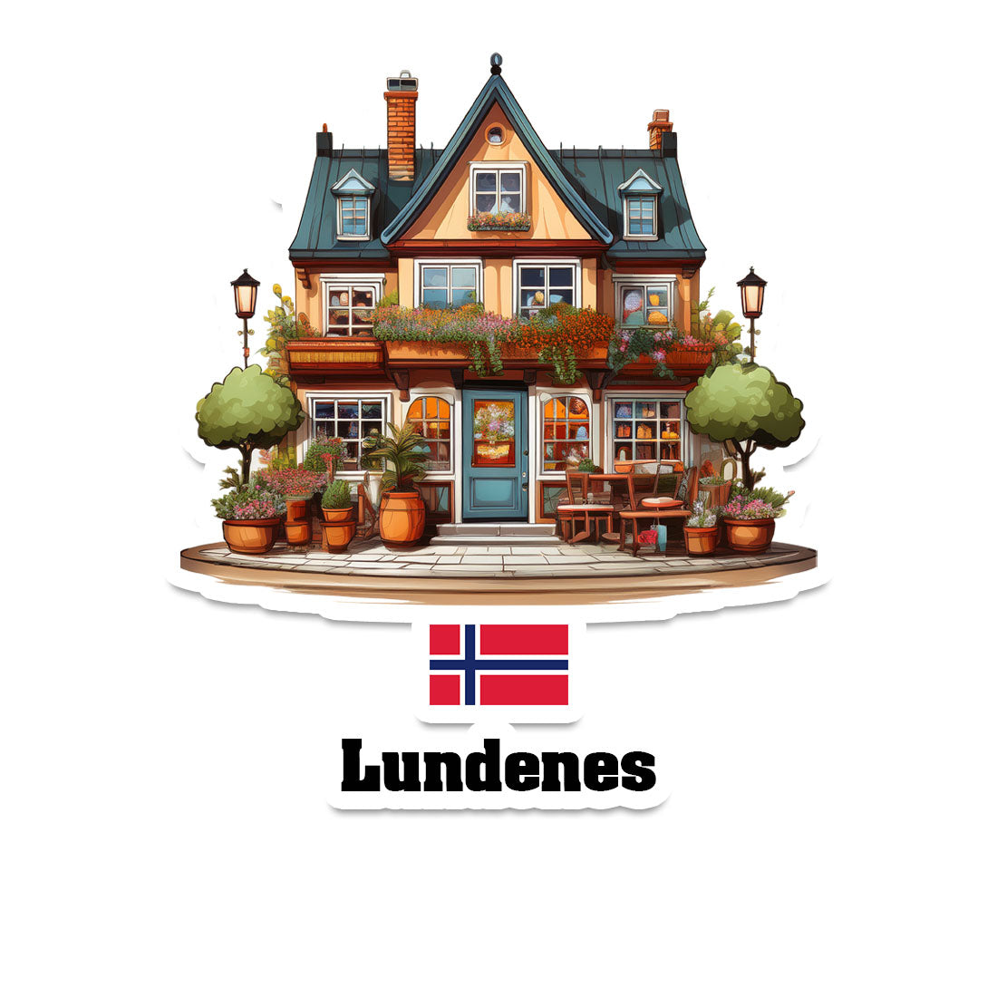 Lundenes Home Town Office Shop Norway Sticker & Magnet