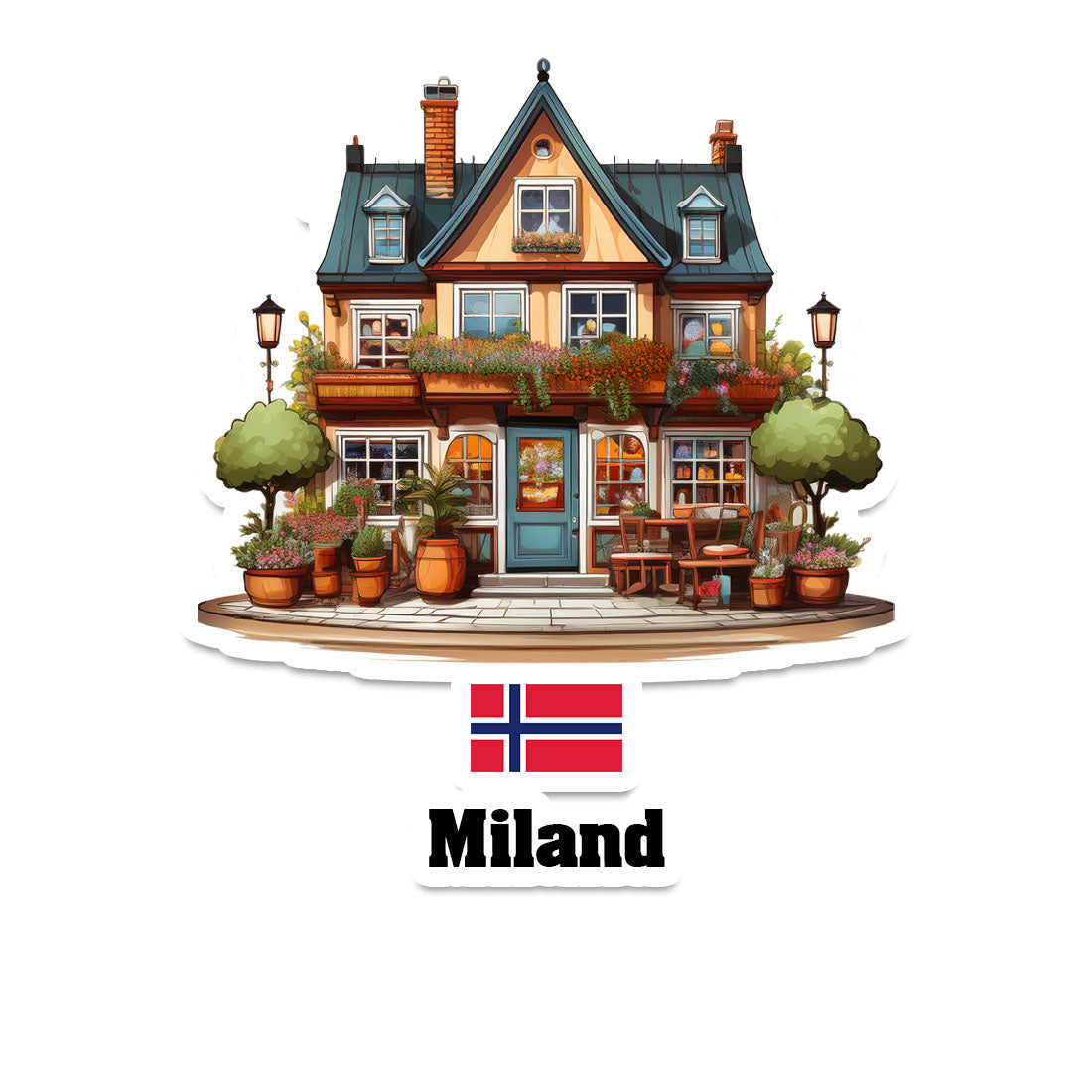 Miland Home Town Office Shop Norway Sticker & Magnet