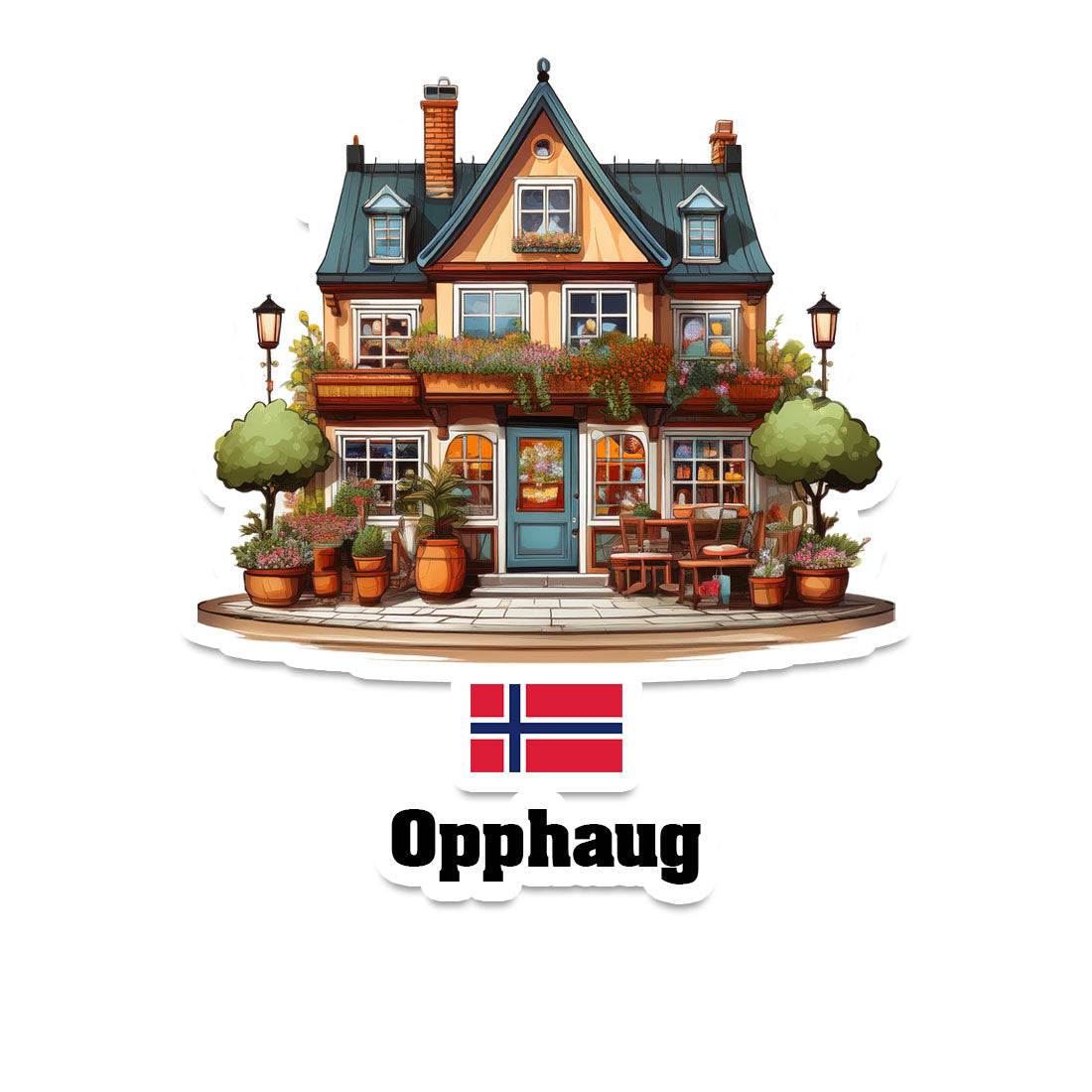Opphaug Home Town Office Shop Norway Sticker & Magnet