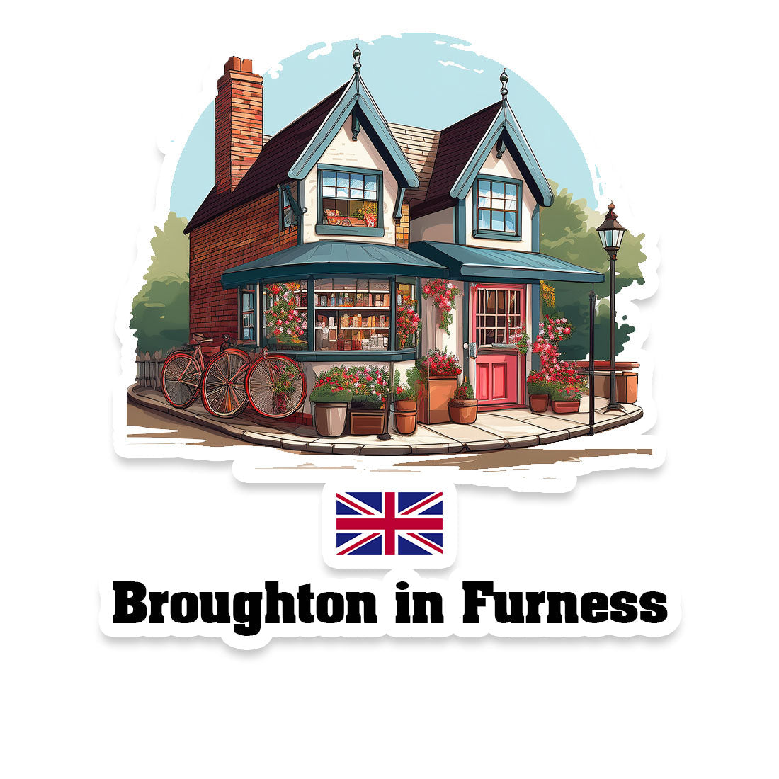 Broughton in Furness Home Town Office Shop United Kingdom Sticker & Magnet