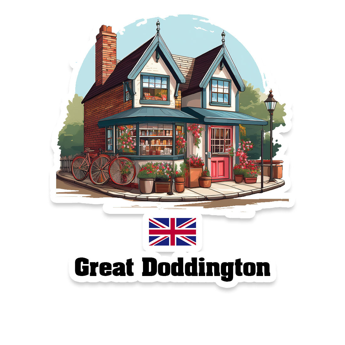 Great Doddington Home Town Office Shop United Kingdom Sticker & Magnet