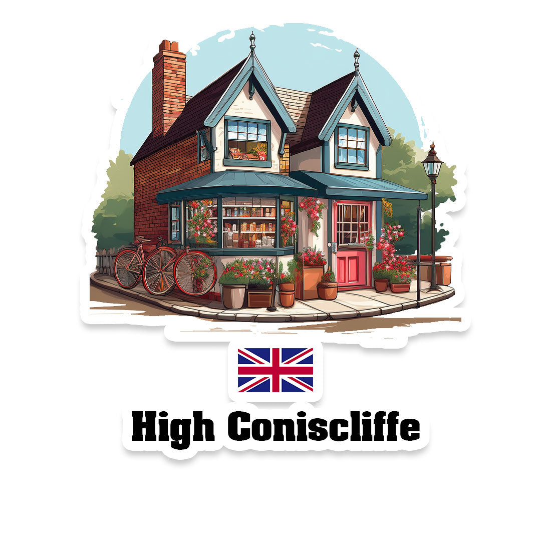 High Coniscliffe Home Town Office Shop United Kingdom Sticker & Magnet