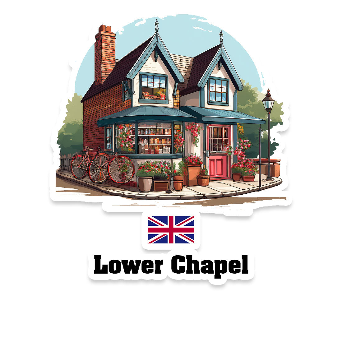 Lower Chapel Home Town Office Shop United Kingdom Sticker & Magnet