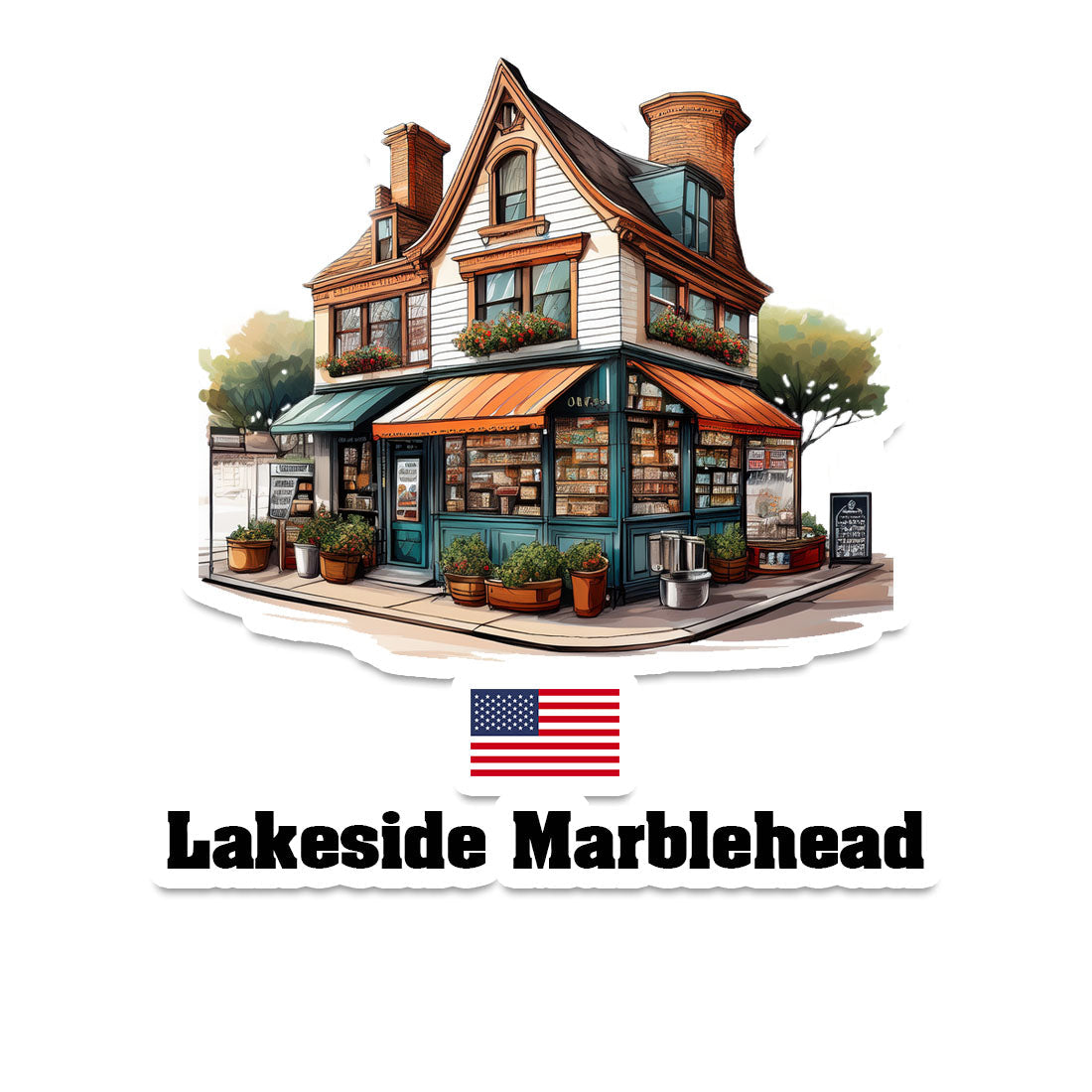 Lakeside Marblehead Home Town Office Shop USA Sticker & Magnet