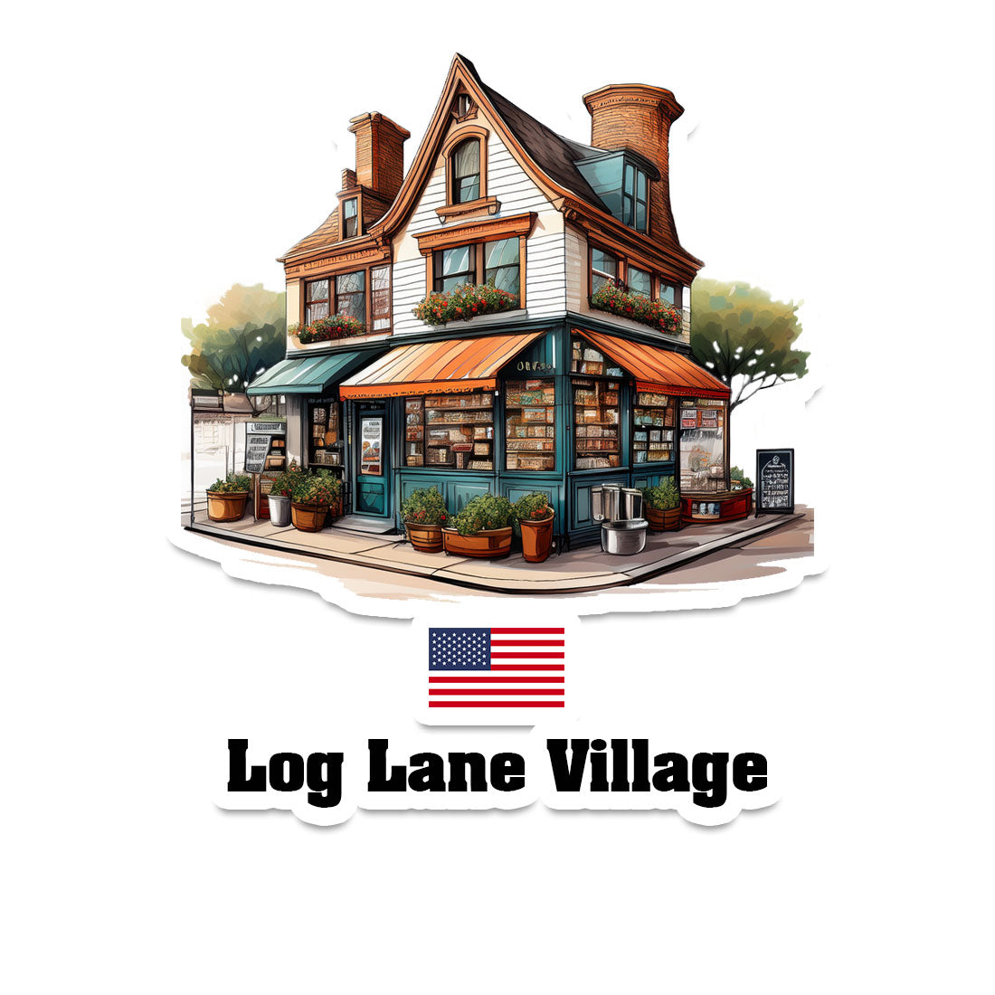 Log Lane Village Home Town Office Shop USA Sticker & Magnet