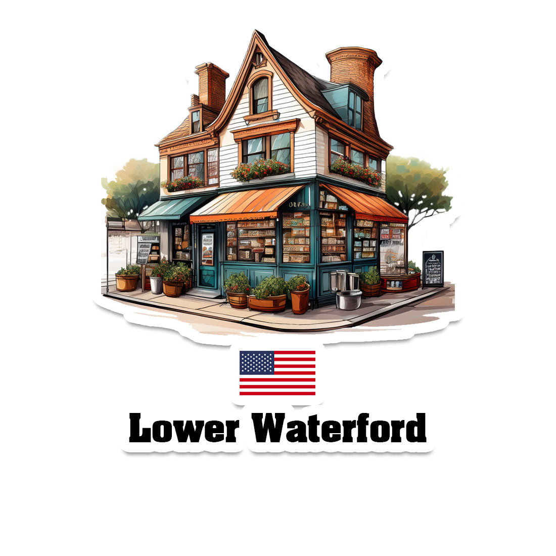 Lower Waterford Home Town Office Shop USA Sticker & Magnet