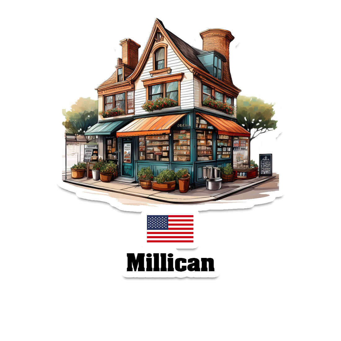 Millican Home Town Office Shop USA Sticker & Magnet