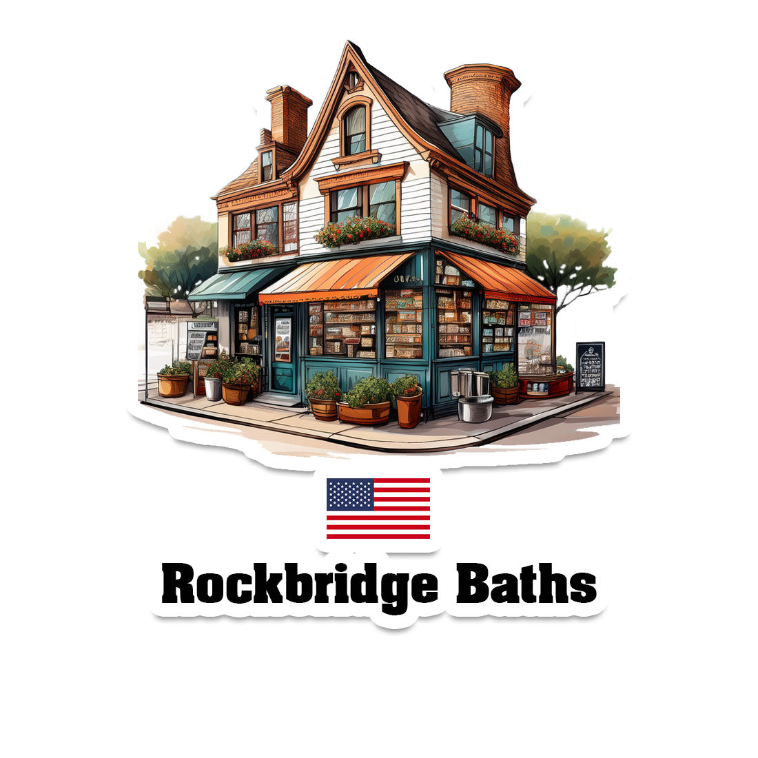 Rockbridge Baths Home Town Office Shop USA Sticker & Magnet