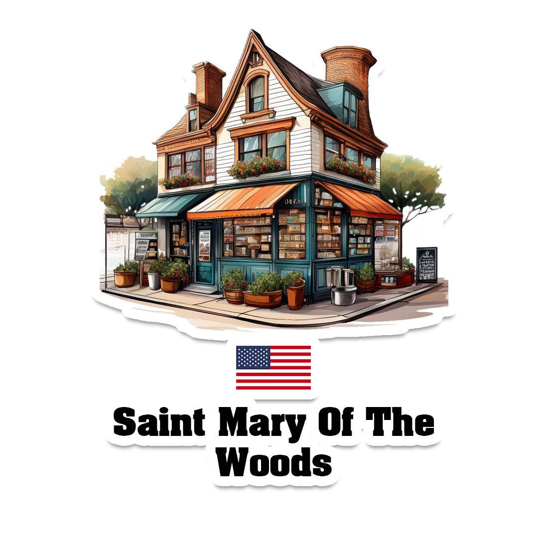 Saint Mary Of The Woods Home Town Office Shop USA Sticker & Magnet