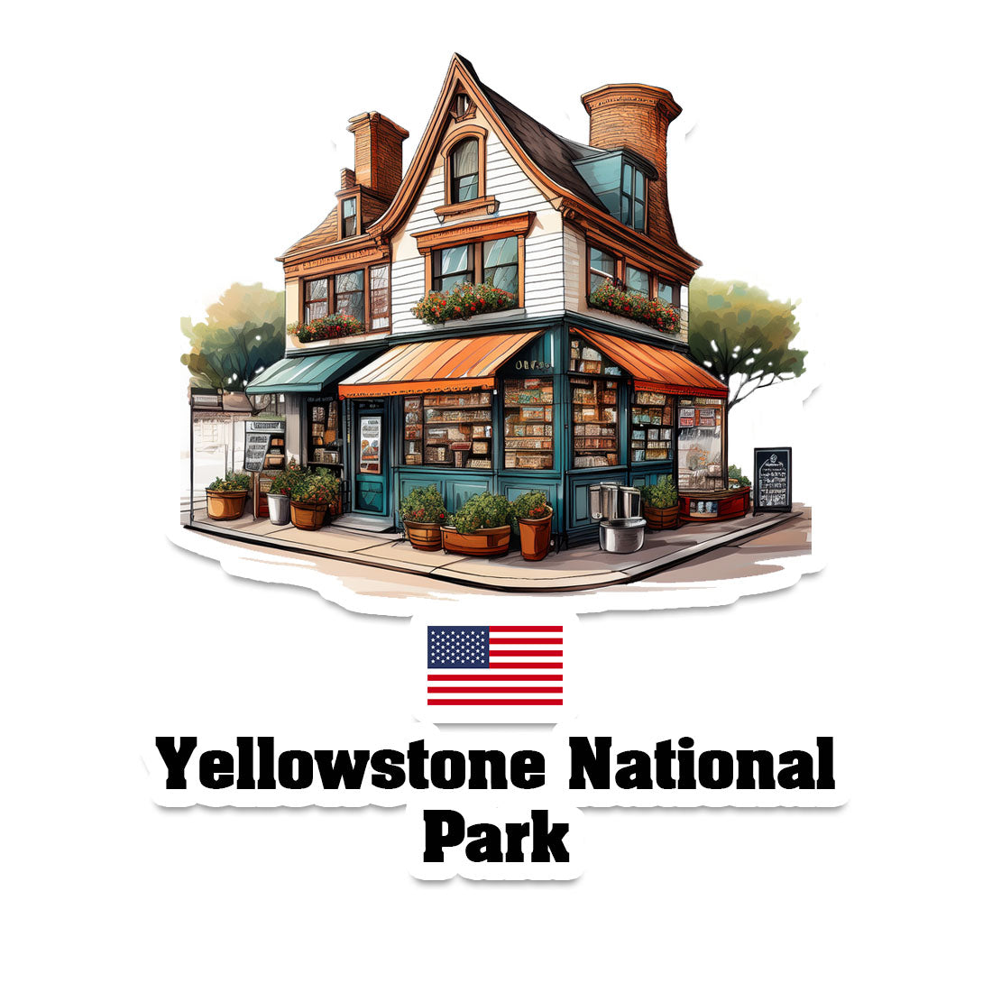 Yellowstone National Park Home Town Office Shop USA Sticker & Magnet