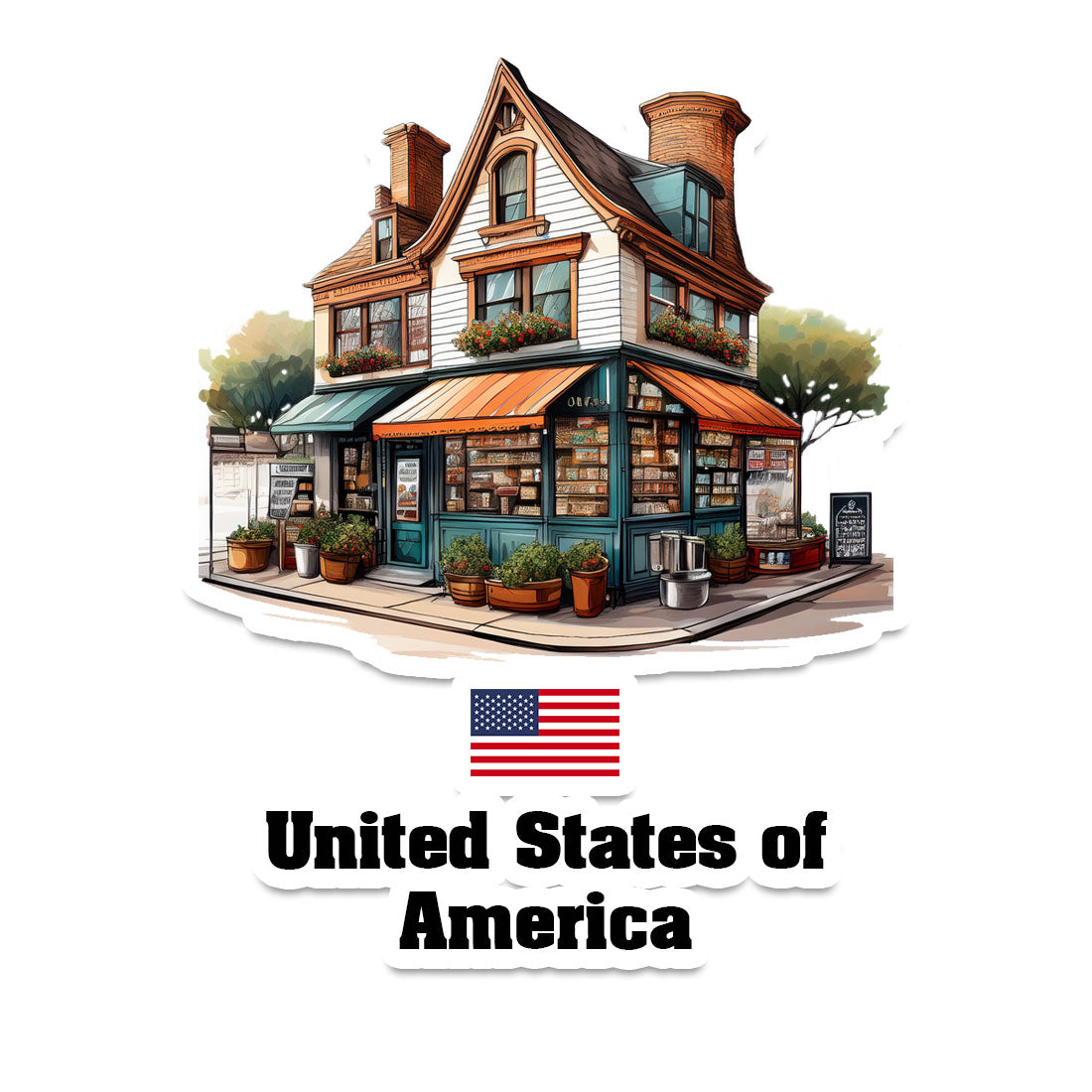 United States of America Home Town Office Shop USA Sticker & Magnet