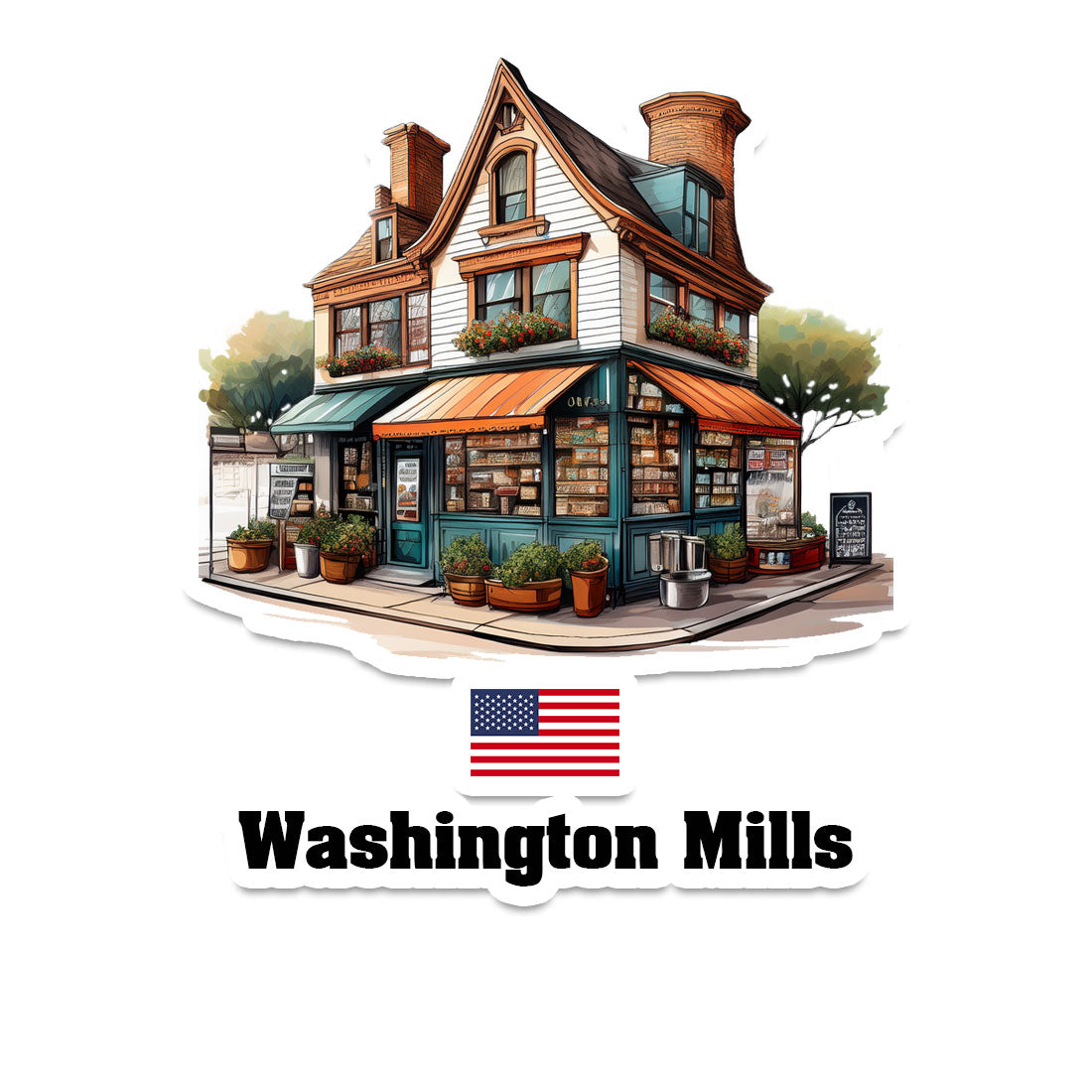 Washington Mills Home Town Office Shop USA Sticker & Magnet