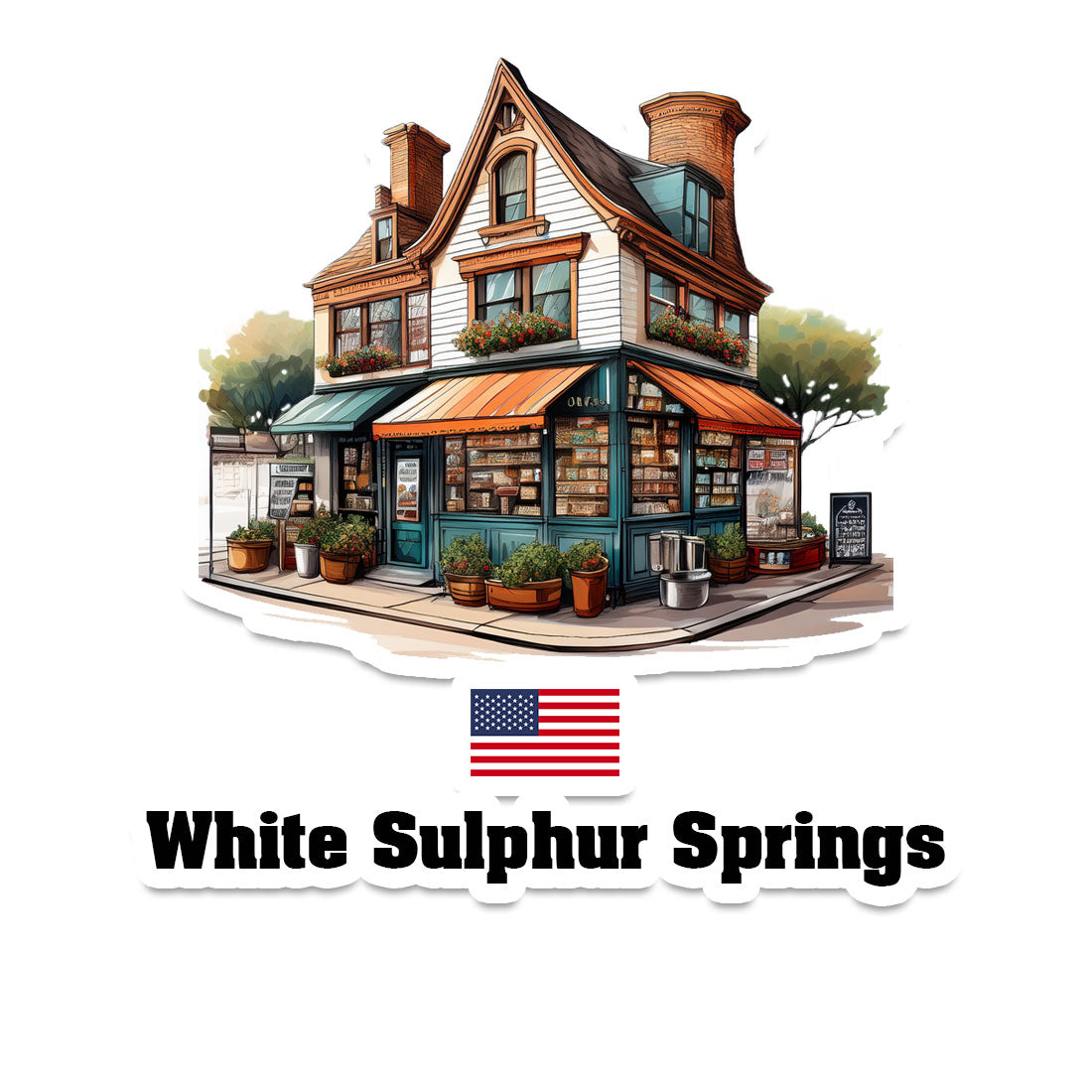 White Sulphur Springs Home Town Office Shop USA Sticker & Magnet