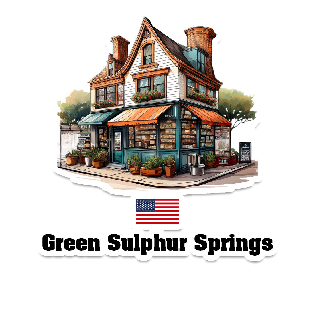 Green Sulphur Springs Home Town Office Shop USA Sticker & Magnet