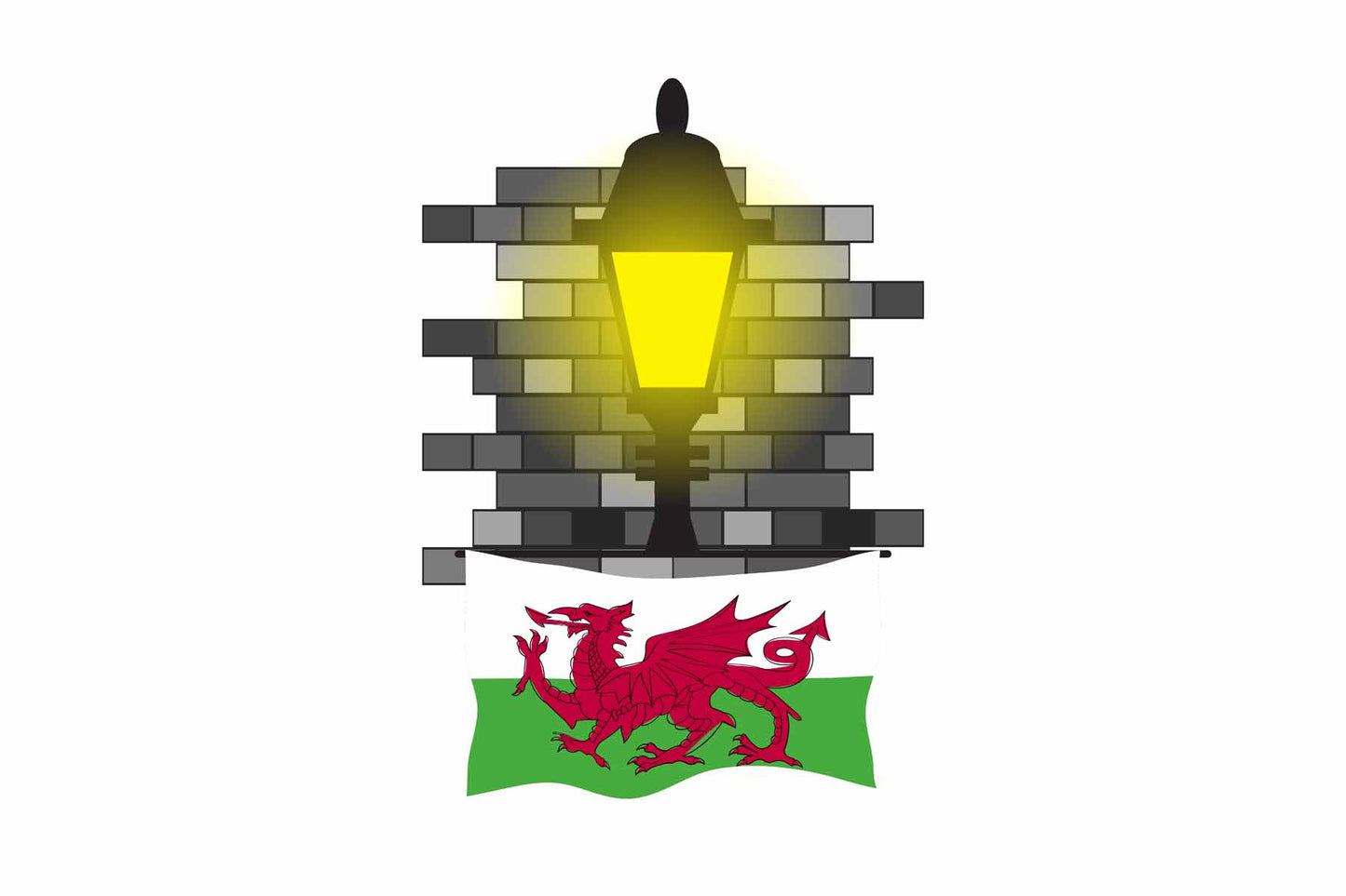 Wales Town Street Lamp Bricks Sticker & Magnet