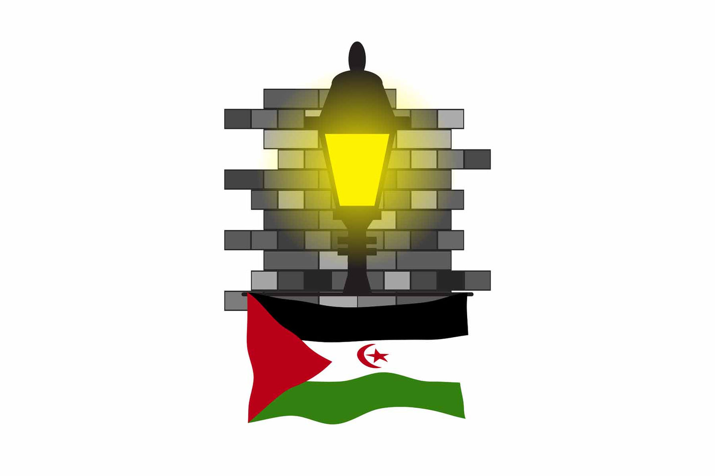 Western Sahara Town Street Lamp Bricks Sticker & Magnet