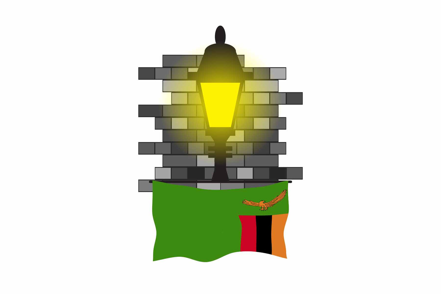 Zambia Town Street Lamp Bricks Sticker & Magnet