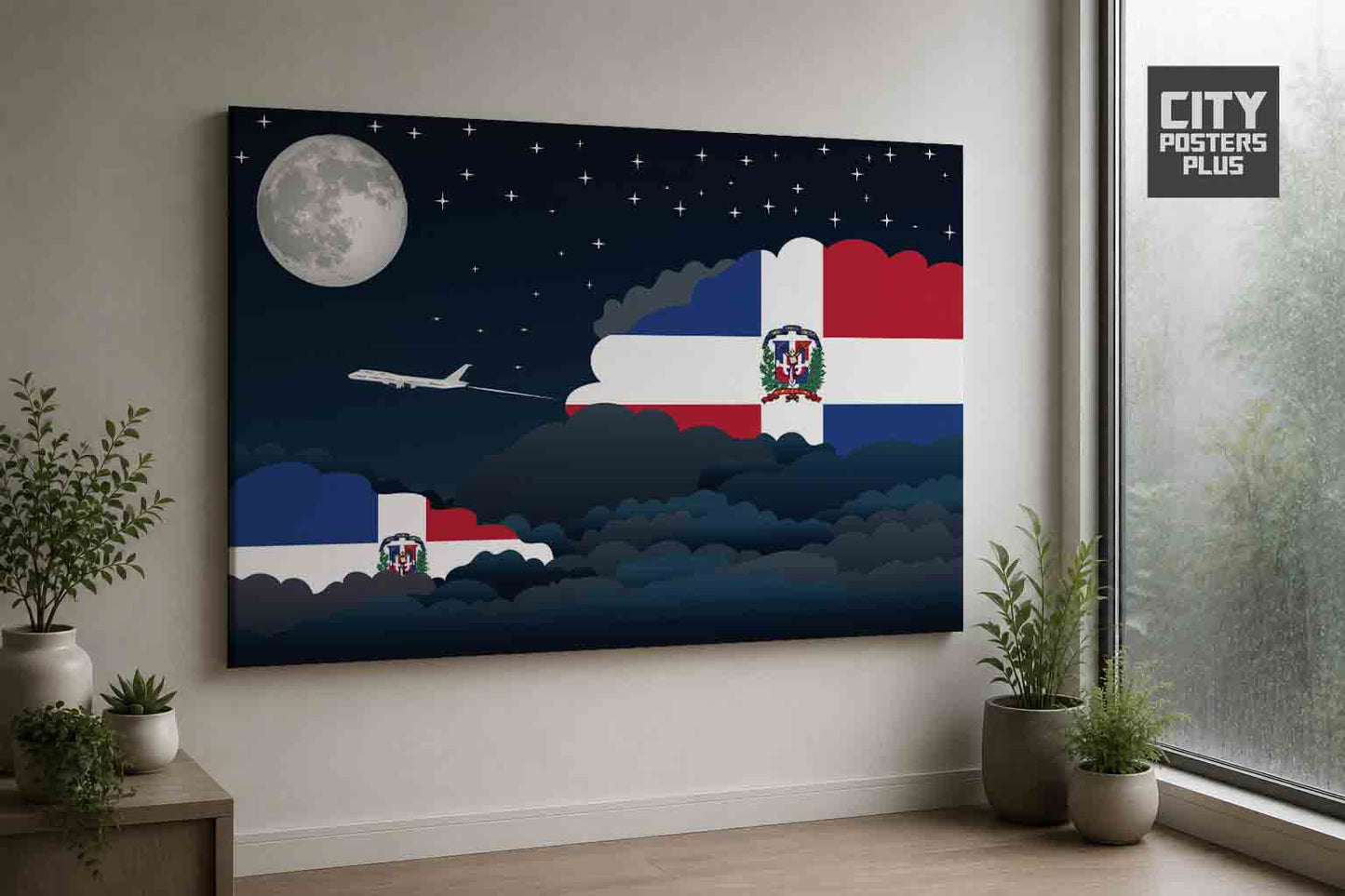 Dominican Republic Night Clouds Framed Canvas Prints | Country & City Wall Art