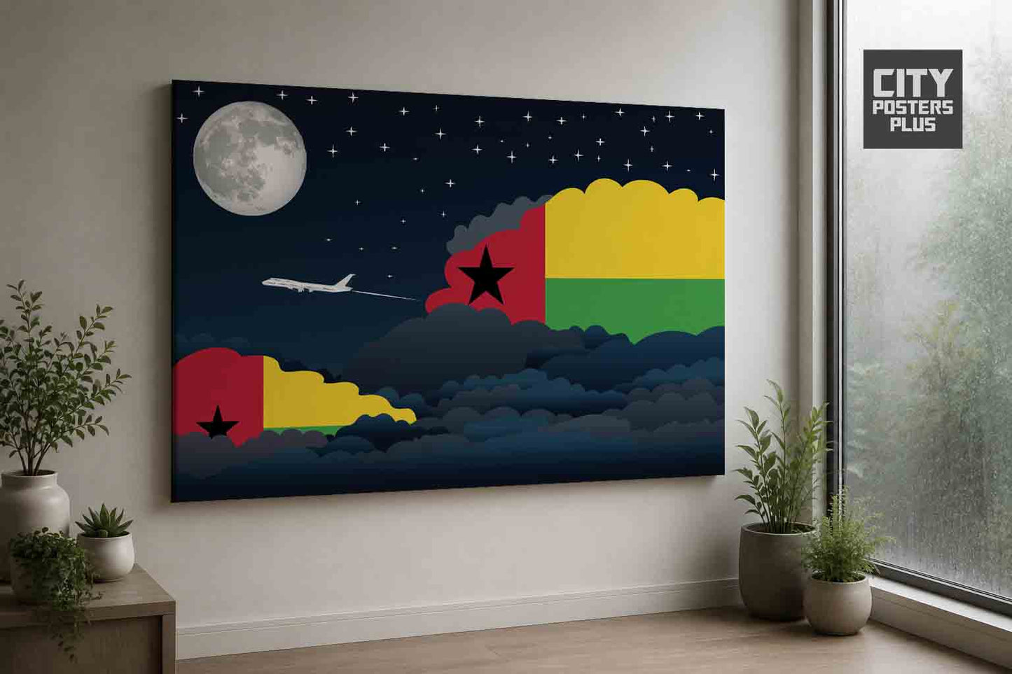 Guinea Bissau Night Clouds Framed Canvas Prints | Country & City Wall Art
