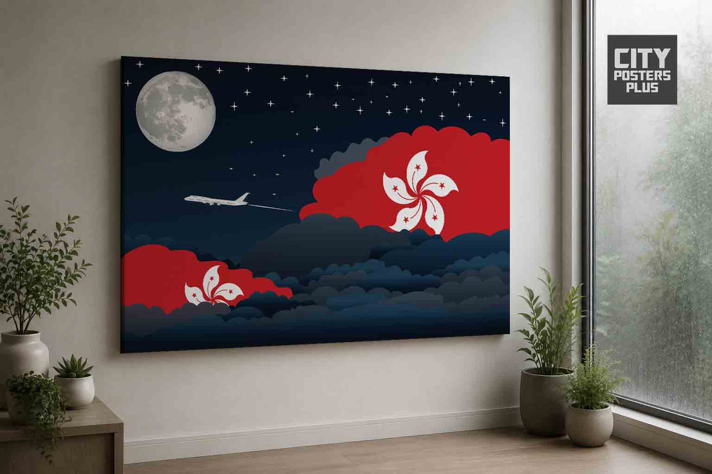 Hong Kong Night Clouds Framed Canvas Prints | Country & City Wall Art