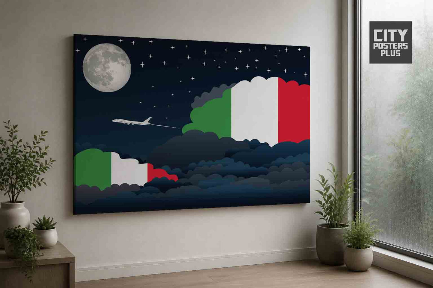 Italy Night Clouds Framed Canvas Prints | Country & City Wall Art