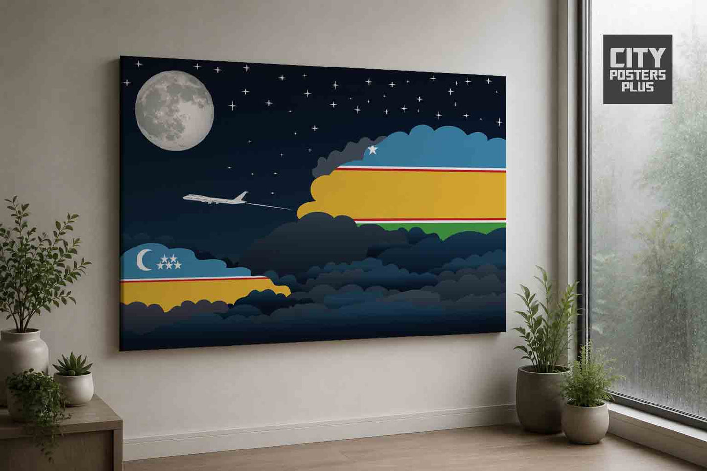 Karakalpakstan Night Clouds Framed Canvas Prints | Country & City Wall Art