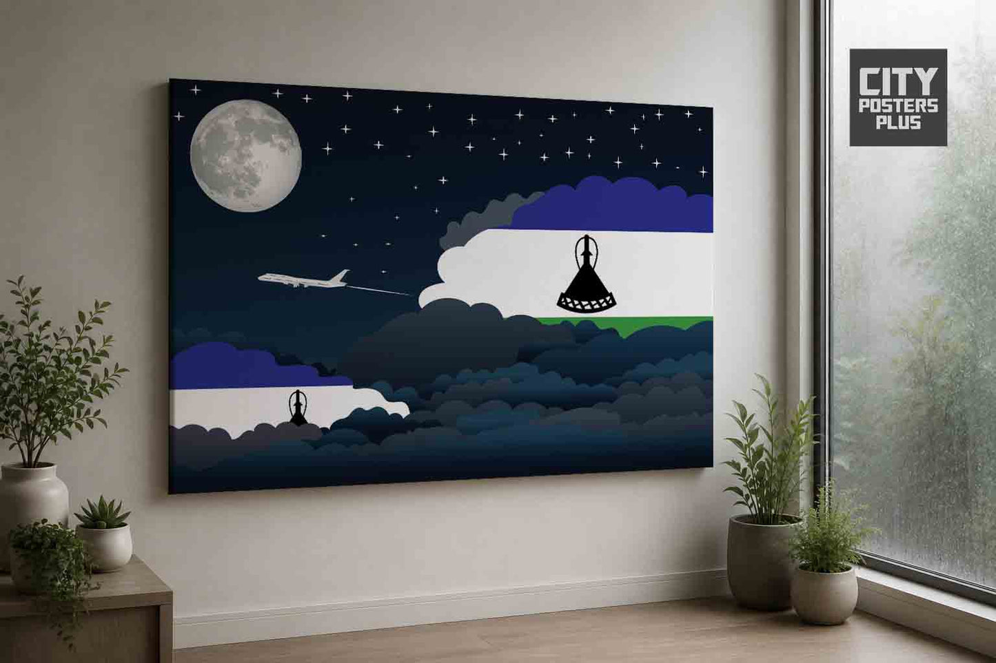Lesotho Night Clouds Framed Canvas Prints | Country & City Wall Art