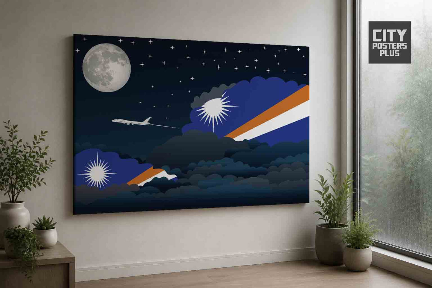 Marshall Islands Night Clouds Framed Canvas Prints | Country & City Wall Art